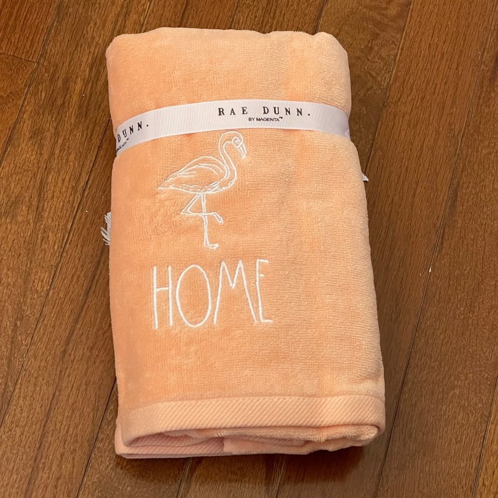 New Rae Dunn by Magenta Peach Home Flamingo Hand Towel Set P5